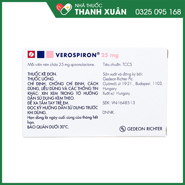 Thuốc Verospiron điều trị tăng huyết áp vô căn